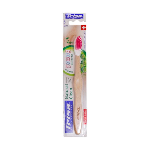 مسواک کودک نچرال کلین با برس نرم تریزا مناسب بالای 6 سال - Trisa Natural Clean Young Organic Soft Toothbrush for 6 years old