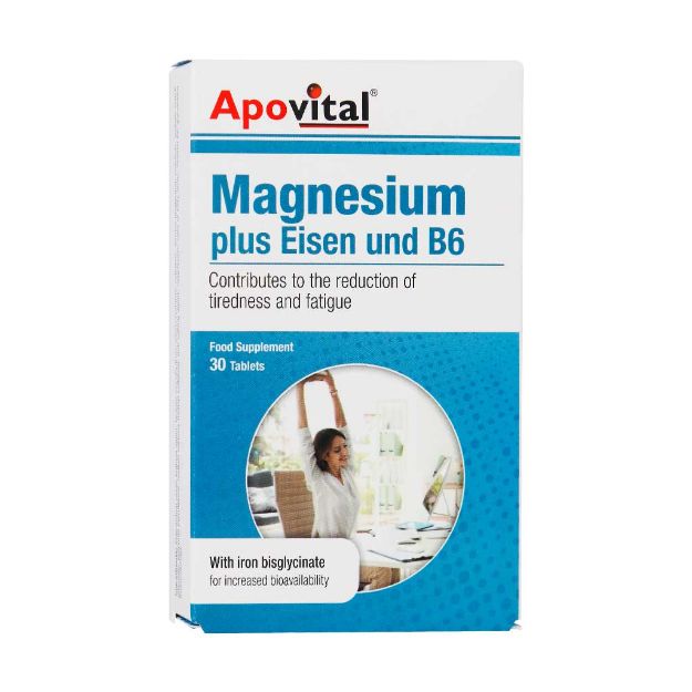 قرص منیزیم پلاس آیزن و B6 آپوویتال 30 عدد - Apovital Magnesium Plus Eisen and B6 30 Tablets