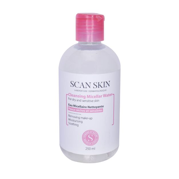 محلول پاک کننده آرایش اسکن اسکین مخصوص پوست خشک و حساس 250 میلی لیتر - Scan Skin Cleansing Micellar Water For Dry And Sensitive Skin 250 ml