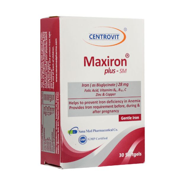 سافت ژل مکسیرون پلاس اس ام سنتروویت 30 عدد - Centrovit Maxiron Plus SM 30 Softgels