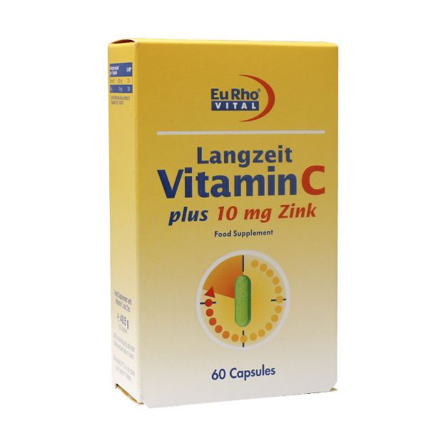 کپسول ویتامین C و زینک (۱۰ میلی گرم) یوروویتال ۶۰ عدد - EuRho Vital Langzeit Vitamin C plus Zink 10mg 60 Caps