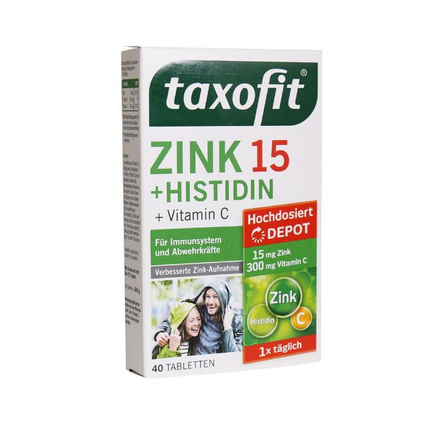 قرص زینک 15 پلاس و هیستیدین تاکسوفیت 40 عدد - Taxofit Zink 15 Plus And Histidin 40 Tablets