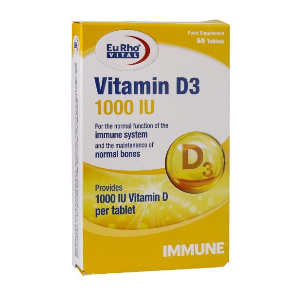 قرص ویتامین D3 1000 واحد یوروویتال 60 عدد - Eurho Vital Vitamin D3 1000 IU 60 Tabs