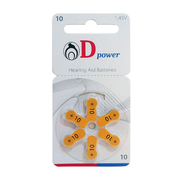 باتری سمعک دی پاور مدل 10 بسته 6 عددی - D Power Hearing Aid Batteriees Model 10