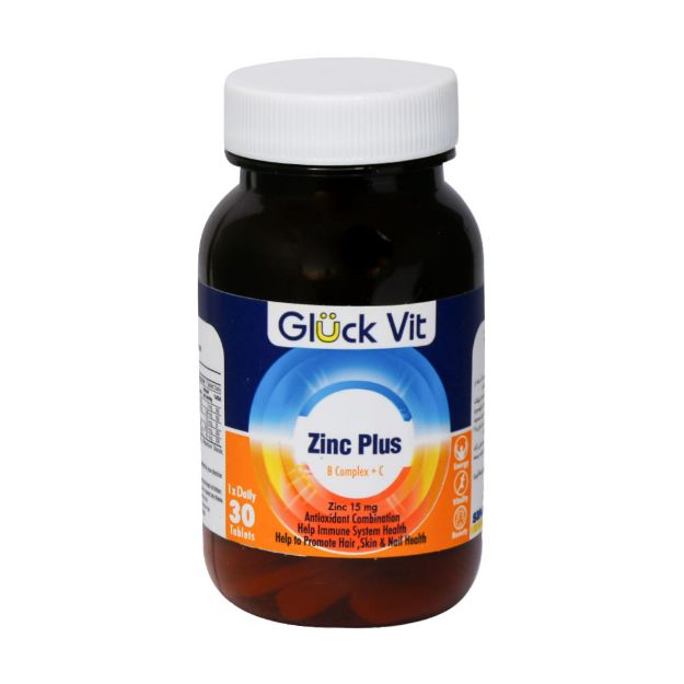 قرص زینک پلاس گلوک ویت 30 عدد - Gluck vit Zinc Plus B Complex & C 30 tablets