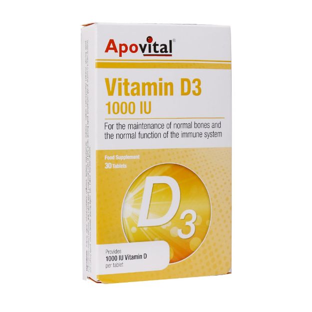 قرص ویتامین D3 1000 واحد آپوویتال 30 عدد - Apovital Vitamin D3 1000IU 30 Tabs