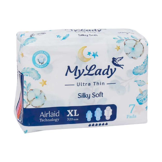 نوار بهداشتی ایرلید سیلکلی سافت سایز خیلی بزرگ مای لیدی ویژه شب 7 عدد - My Lady XL Airlaid Silky Soft 7 pads