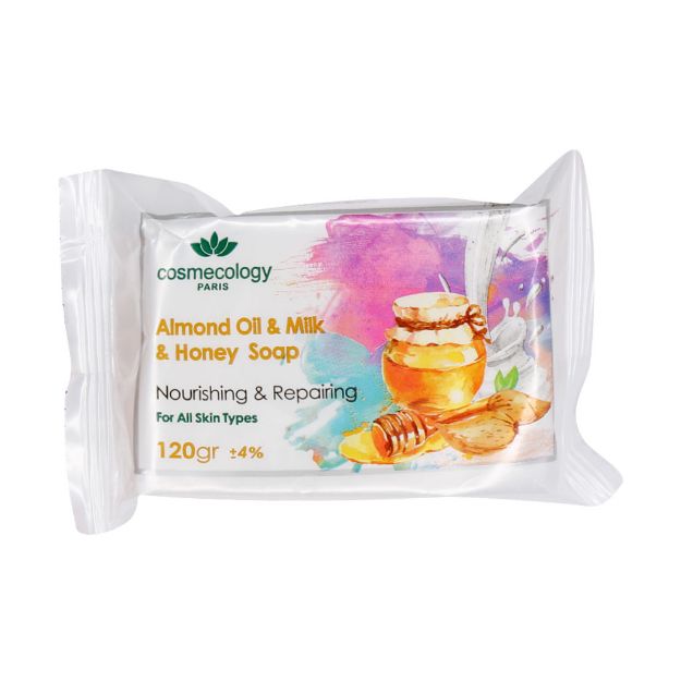 صابون روغن بادام و شیر و عسل کاسمکولوژی مناسب انواع پوست 120 گرم - Cosmecology Almons Oil And Milk And Honey Soap 120 g