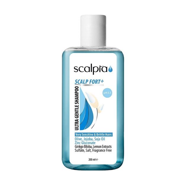 شامپو مناسب برای موهای بسیار حساس و شکننده اسکالپیا ۲۰۰ میلی لیتر - Scalpia Scalp Fort Plus Ultra Gentle Shampoo 200 ml