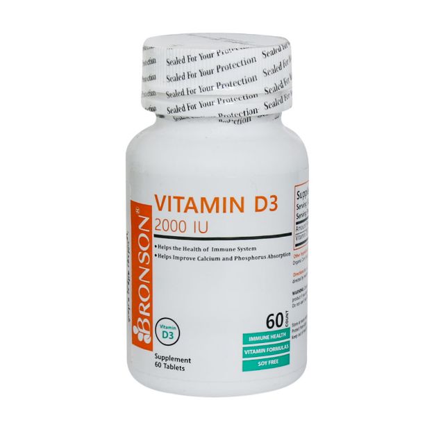 قرص ویتامین D3 2000 واحد برونسون 60 عدد - Bronson Vitamin D3 2000 IU 60 Tablets