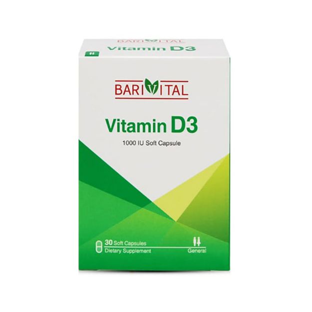 کپسول نرم ویتامین D3 1000 واحد باریویتال 30 عدد - Barivital Vitamin D3 1000 IU 30 Caps