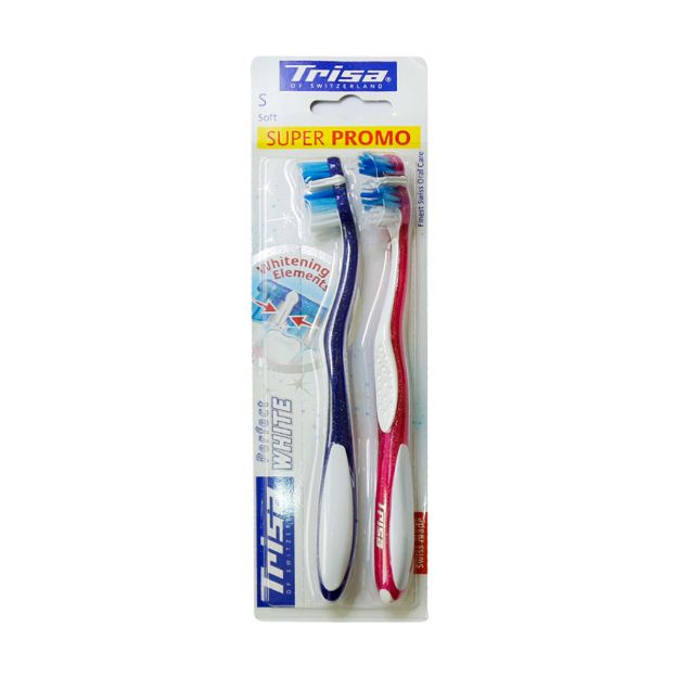 مسواک دوتایی پرفکت وایت با برس نرم تریزا - Trisa Perfect White Soft Dual Toothbrush