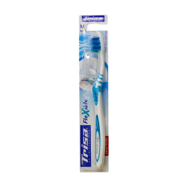 مسواک فلکسیبل تریزا فرچه متوسط همراه با درپوش محافظ - Trisa Flexible Medium Toothbrush