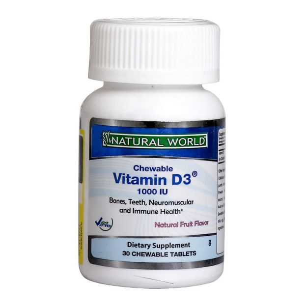 قرص جویدنی ویتامین D3 1000 واحد نچرال ورلد 30 عدد - Natural World Chewable Vitamin D3 30 Tabs