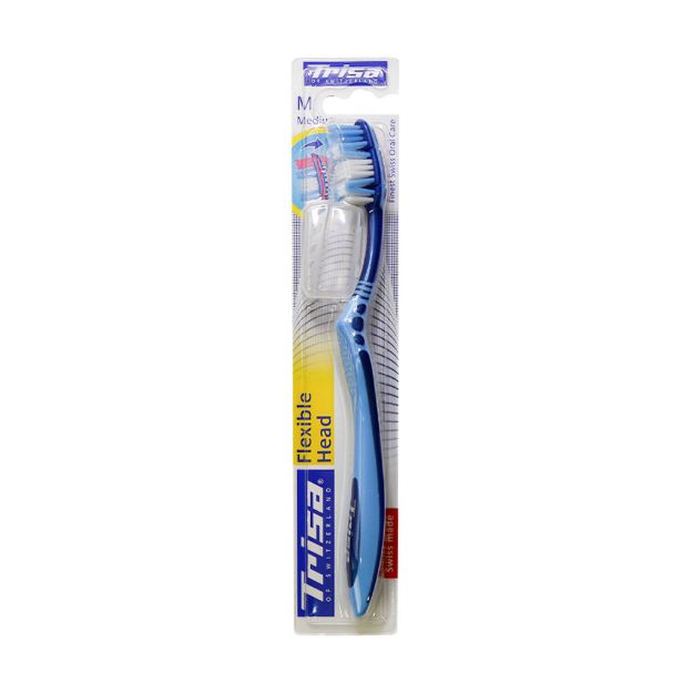 مسواک فلکسیبل هد با برس متوسط تریزا همراه با محافظ - Trisa Flexible Head Medium Toothbrush