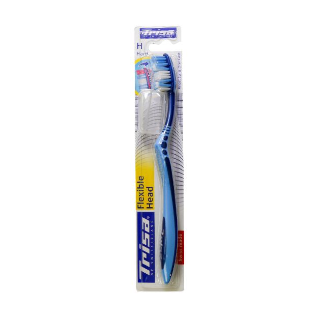 مسواک فلکسیبل هد با برس سخت تریزا همراه با محافظ - Trisa Flexible Head Hard Toothbrush