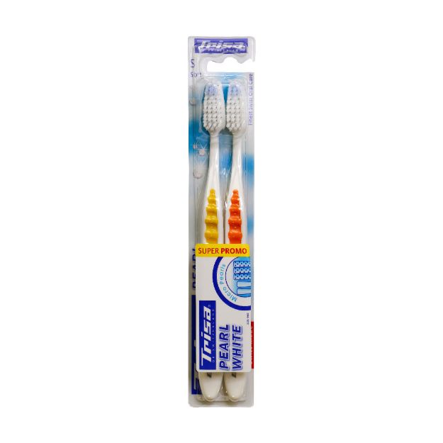 مسواک دوتایی پرل وایت با برس نرم تریزا - Trisa Pearl White Soft Dual Toothbrush