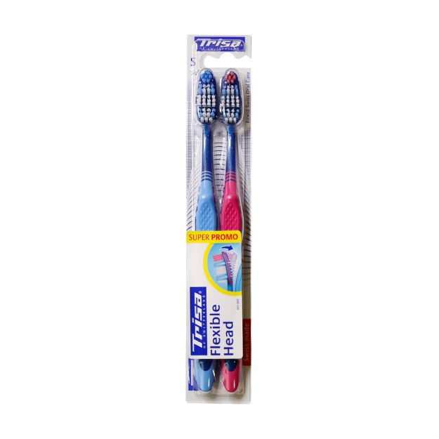 مسواک دوتایی فلکسیبل هد با برس نرم تریزا - Trisa Flexible Head Soft Dual Toothbrush