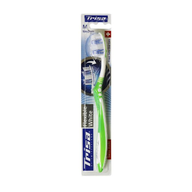 مسواک فلکسیبل وایت با برس متوسط تریزا - Trisa Flexible White Medium Toothbrush