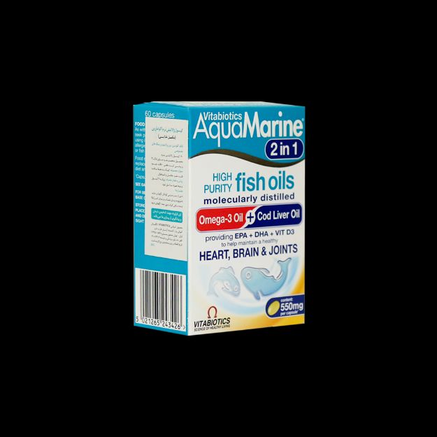 کپسول آکوامارین ویتابیوتیکس حاوی روغن ماهی 60 عددی - Vitabiotics AquaMarine 2 in 1 60 Caps