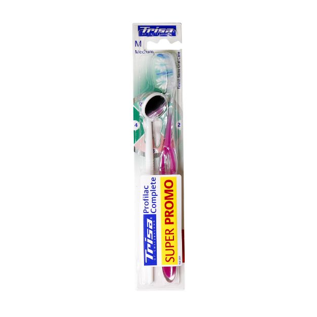 مسواک پروفیلاک کامپلت با برس متوسط تریزا همراه با آینه - Trisa Profilac Complete Medium Toothbrush