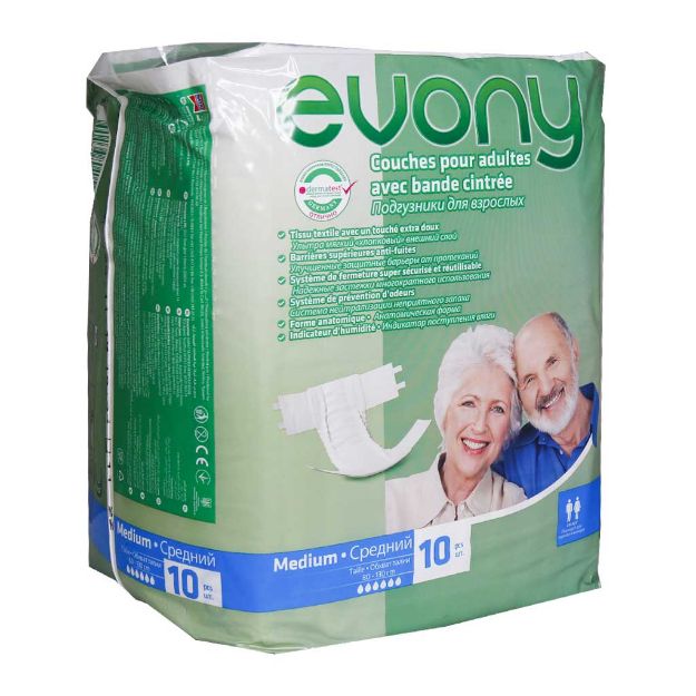 پوشینه بزرگسال چسبی سایز متوسط ایونی 10 عدد - Evony Medium Adult Protective Diaper 10Pcs