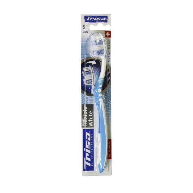 مسواک فلکسیبل وایت با برس نرم تریزا - Trisa Flexible White Soft Toothbrush