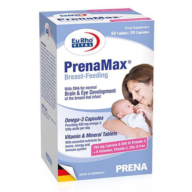 قرص و کپسول پرینامکس برست فیدینگ یوروویتال مخصوص دوران شیردهی 90 عدد - Eurho Vital PrenaMax Breast Feeding 90 Tabs