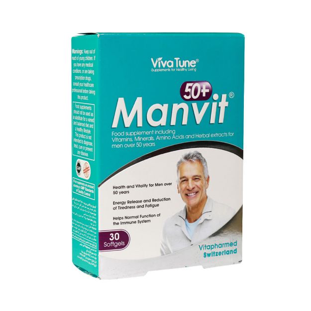 کپسول ژلاتینی من ویت ۵۰ سال به بالا ویواتیون ۳۰ عددی - Viva Tune Manvit 50+ 30 Softgels