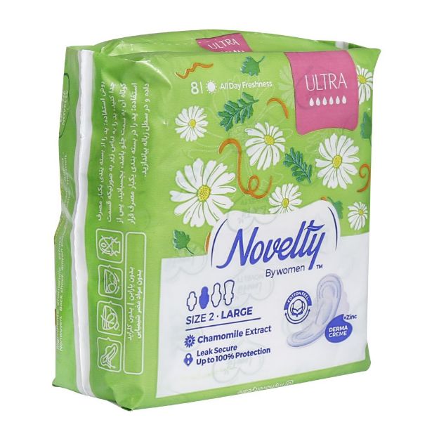 نوار بهداشتی کتانی بزرگ ناولتی بسیار نازک 8 عدد - Novelty Ultra Linen Women Pad Large 8 Pads