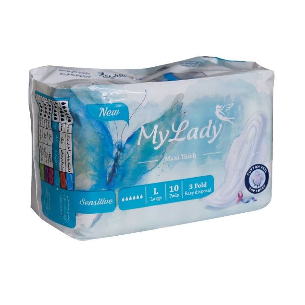 نوار بهداشتی کتانی بزرگ مای لیدی نیمه ضخیم 10 عدد - My lady Maxi Thick LinenWomen Pad Large 10 Pads