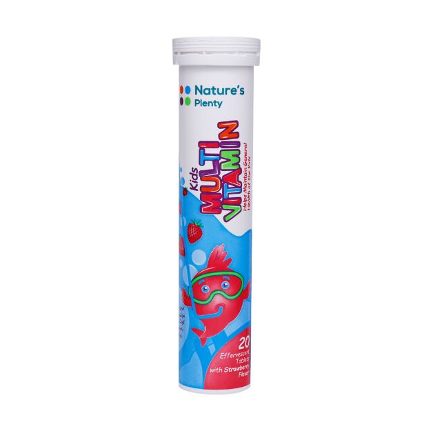 قرص جوشان مولتی ویتامین کودکان نیچرز پلنتی 20 عدد - Natures Plenty kids Multi Vitamin Strawberry 20 Tabs