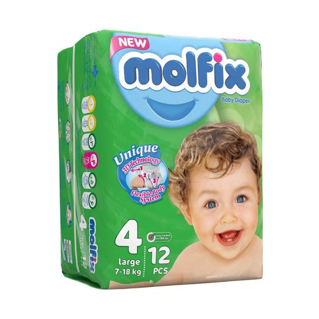 پوشک مولفیکس سایز ۴ مخصوص کودکان ۷ تا ۱۸ کیلوگرم - Molfix baby diaper 7-18 kg