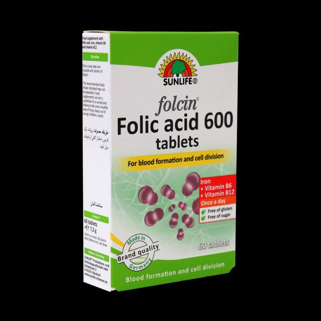 قرص فولیک اسید ۶۰۰ فولاسین سان لایف ۶۰ عددی - Sunlife Folcin Folic Acid 600 60 tabs