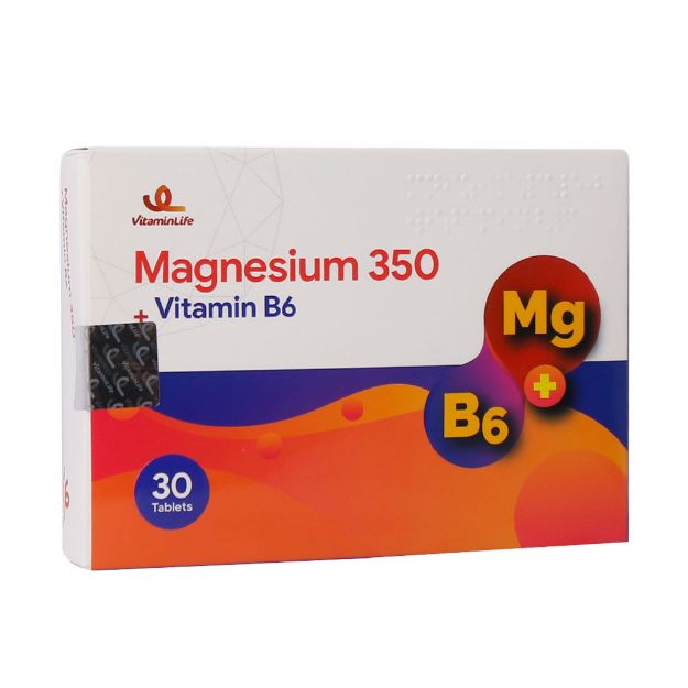 قرص منیزیم 350 و ویتامین ب 6 ویتامین ‌لایف 30 عدد - Vitamin Life Magnesium 350 & Vitamin B6 30 Tablets