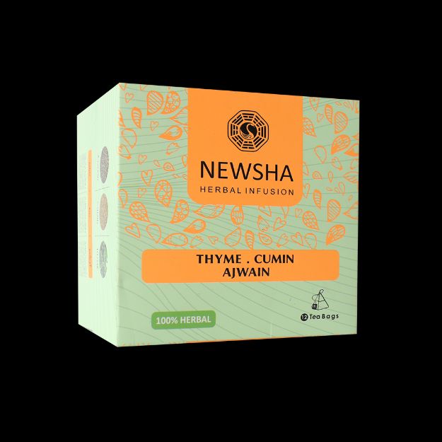 دمنوش مثلثی حس خوب زندگی (آویشن، زیره، زنیان) نیوشا ۱۲ عددی - Newsha Thyme and Cumin and Ajwain Tea 12 Teabag