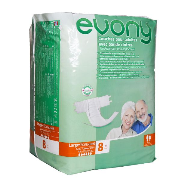 پوشینه بزرگسال چسبی سایز بزرگ ایونی 8 عدد - Evony Large Adult Protective Diaper 8Pcs