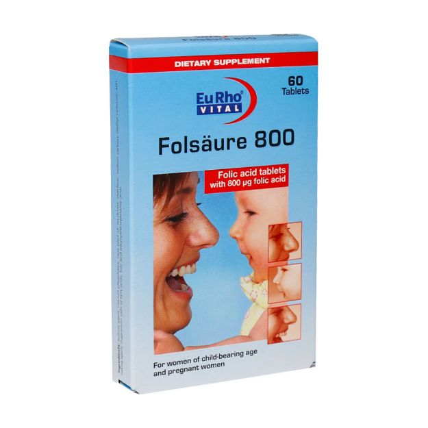 قرص فولیک اسید یوروویتال ۶۰ عدد - EuRho Vital Folic Acid 60 Caps