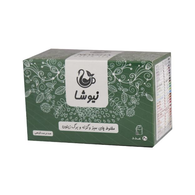 مخلوط چای سبز گزنه و برگ زیتون نیوشا ۲۰ عددی - Newsha Nettle and Olive Leaf and Green Tea 20 Teabag