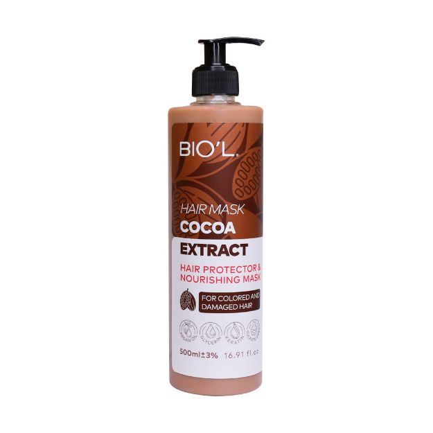 ماسک مو پمپی کاکائو داخل حمام بیول 500 میلی لیتر - Biol Hair Mask Pumpy With Cocoa Extract 500 ml