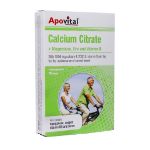 قرص کلسیم سیترات همراه با منیزیم زینک و ویتامین D آپوویتال 30 عدد - Apovital Calcium Citrate Magnesium Zinc And Vitamin D 30 Tabs