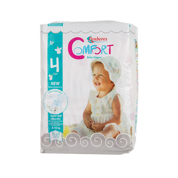 پوشک شماره ۴ (۸ تا ۱۸ کیلوگرم) پنبه ریز ۱۲ عددی - Panberes Baby Diaper Size 4 12 Pcs