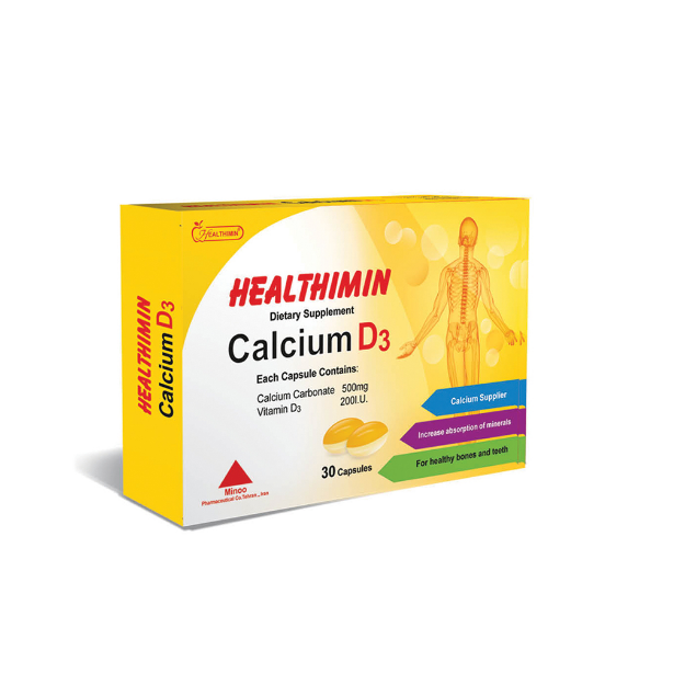 قرص کلسیم D3 هلثی مین شرکت داروسازی مینو 30 عدد - Healthimin co calcium D3 30caps