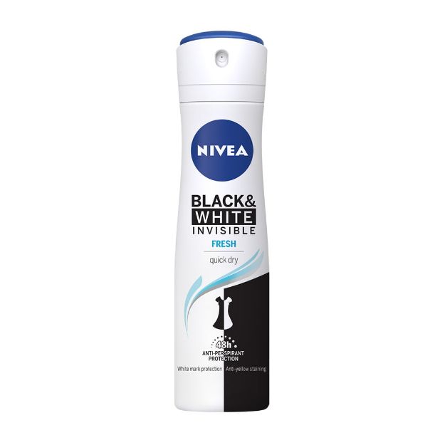 اسپری ضد تعریق زنانه نیوآ مدل بلک اند وایت فرش ۱۵۰ میلی لیتر - Nivea Invisible Black And White Fresh Spray For Women 150 ml