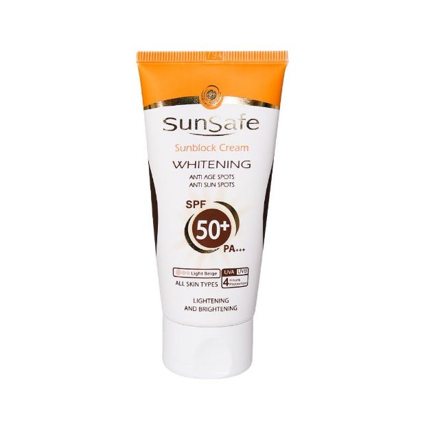 کرم ضد آفتاب SPF50 روشن کننده سان سیف مناسب انواع پوست 50 گرم - Sunsafe Whitening Sunscreen Cream 50g