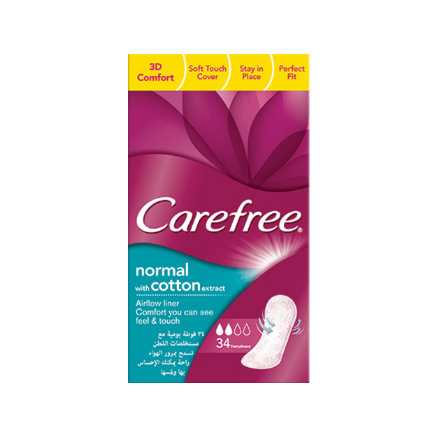 پد روزانه کتان نرمال کرفری ۳۴ عددی - Carefree Normal With Cotton Extract 34 Pcs