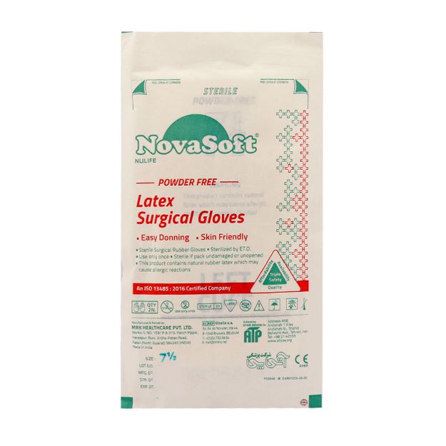 دستکش جراحی لاتکس بدون پودر نواسافت 1 عدد - Nova Soft Latex Surgica; Gloves Powder Free 1 Pcs