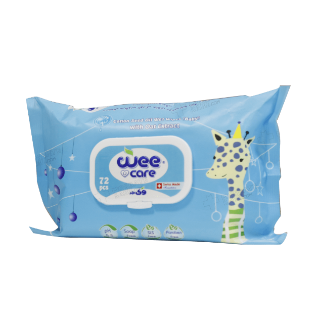 دستمال مرطوب کودک وی کر حاوی روغن پنبه دانه 72 عدد - Wee care Cotton Seed oil Baby Wipes 72 Pcs