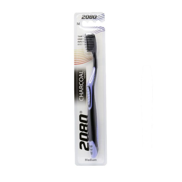 مسواک ذغالی تیپرد 2080 با برس متوسط - 2080 toothbrush Charcoal Tapered with Medium Brush