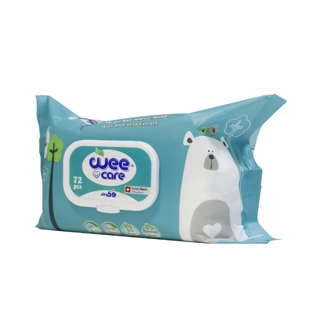 دستمال مرطوب کودک وی کر حاوی روغن زیتون 72 عدد - Wee care Olive oil Baby Wipes 72 Pcs